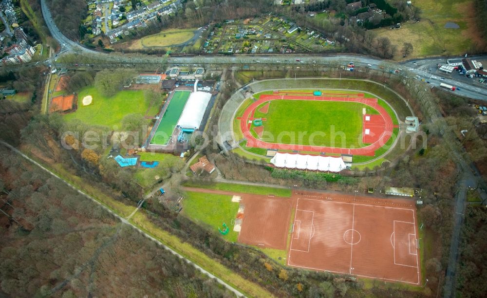 Aerial image Gladbeck - Sports site area of the arena of the stadium of Gladbeck - Vestische stadium in the district the Gelsenkirchen north in Gladbeck in the federal state North Rhine-Westphalia