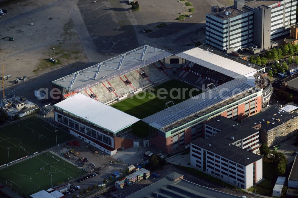 Hamburg from above - Sports facility grounds of the Arena millerntor- stadium in Hamburg in Germany