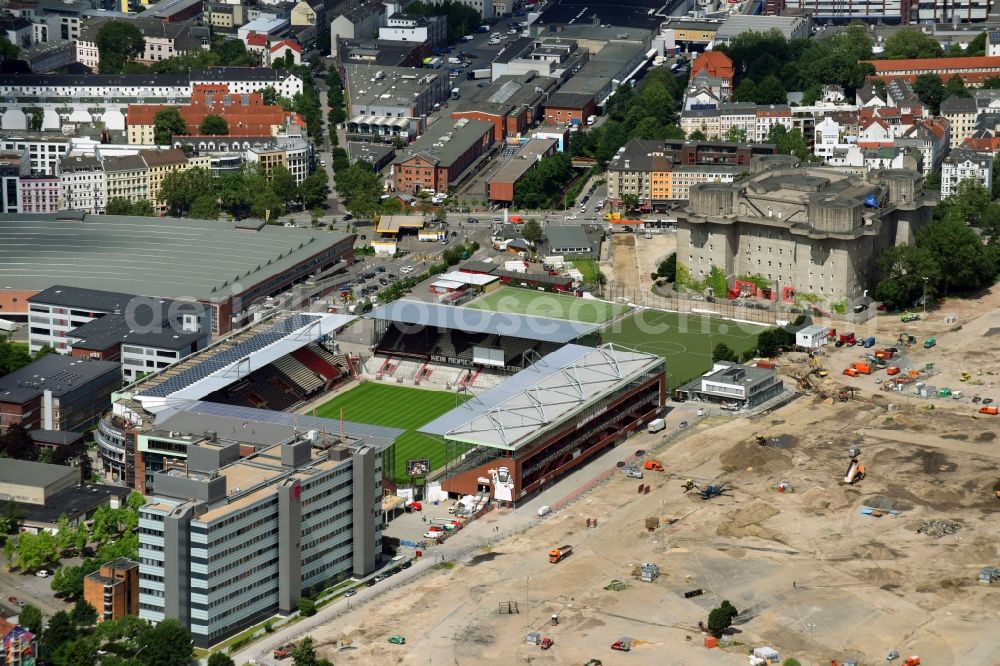 Aerial photograph Hamburg - Sports facility grounds of the Arena millerntor- stadium in Hamburg in Germany