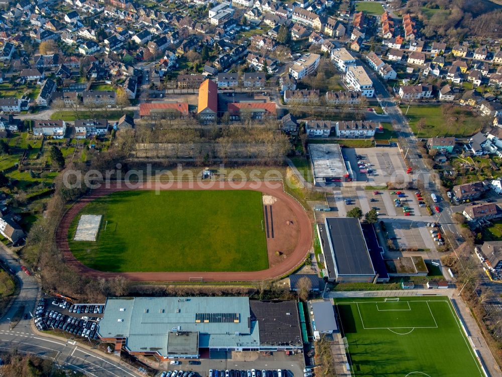 Hattingen from above - Sports facility grounds of the Arena stadium Althoffstadion in Hattingen in the state North Rhine-Westphalia