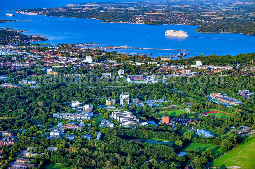 Kiel from the bird's eye view: Sports facility grounds of the Arena stadium Holstein-Stadion on Westring in the district Wik in Kiel in the state Schleswig-Holstein, Germany