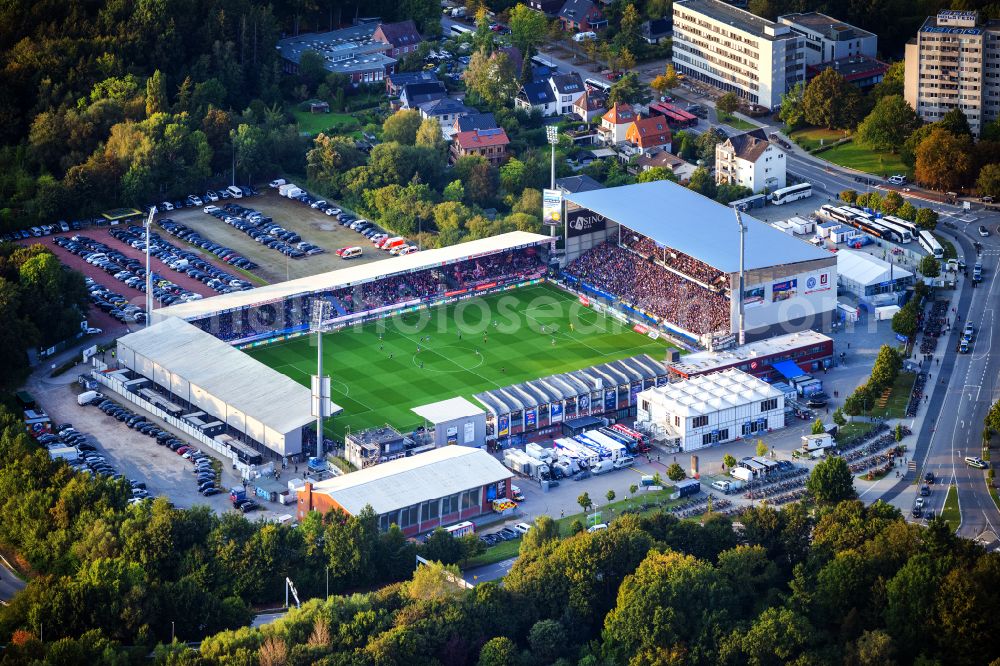 Aerial image Kiel - Sports facility grounds of the Arena stadium Holstein-Stadion on Westring in the district Wik in Kiel in the state Schleswig-Holstein, Germany