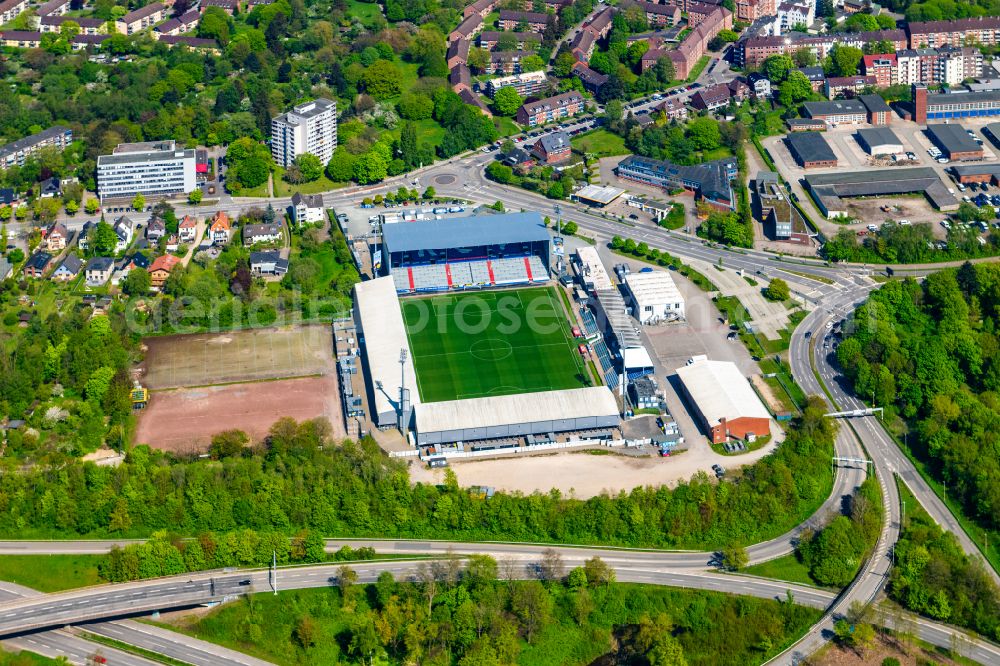 Aerial image Kiel - Sports facility grounds of the Arena stadium Holstein-Stadion on Westring in the district Wik in Kiel in the state Schleswig-Holstein, Germany