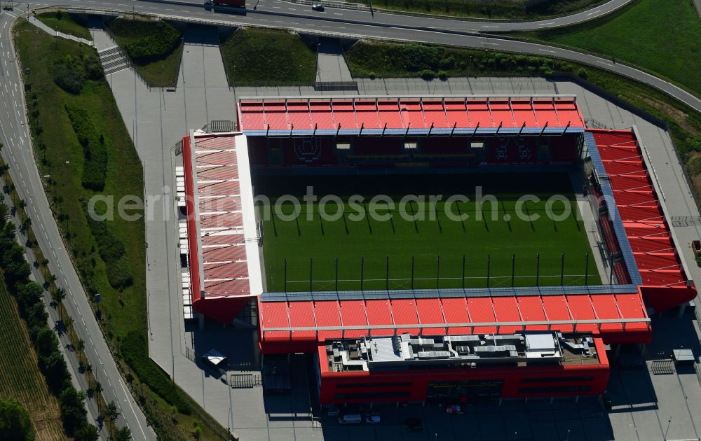 Aerial image Regensburg - Sports facility grounds of the Arena stadium Jahnstadion formerly Continental Arena on street Franz-Josef-Strauss-Allee in Regensburg in the state Bavaria, Germany