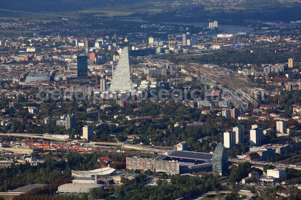 Basel from the bird's eye view: Sports facility grounds of the Arena stadium St. Jakob-Park in the district Sankt Alban in Basel in Switzerland