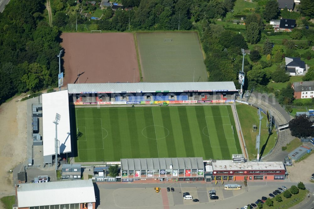 Kiel from above - Sports facility grounds of the Arena stadium in Kiel in the state Schleswig-Holstein