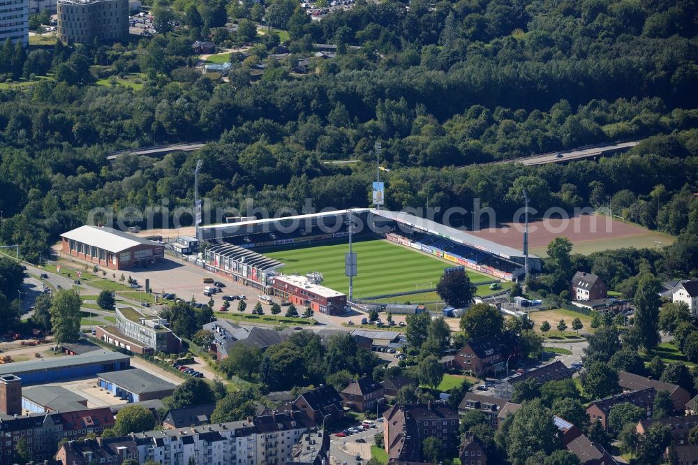 Kiel from above - Sports facility grounds of the Arena stadium in Kiel in the state Schleswig-Holstein