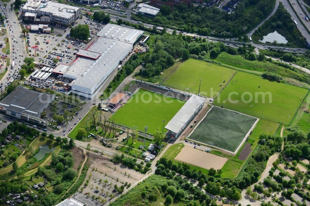 Aerial photograph Lübeck - Sports facility grounds of the stadium in Luebeck in the state Schleswig-Holstein