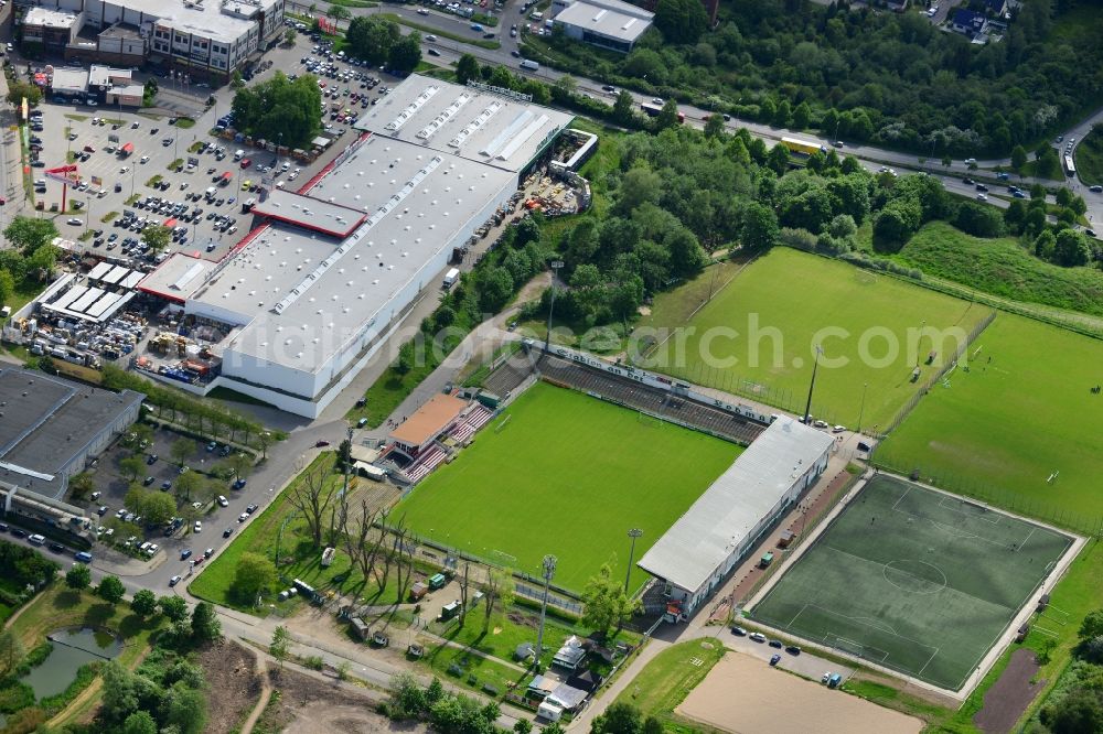 Lübeck from above - Sports facility grounds of the stadium in Luebeck in the state Schleswig-Holstein