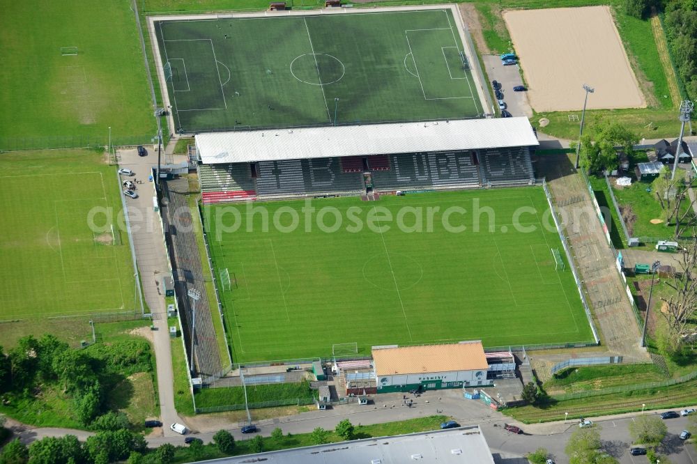 Lübeck from above - Sports facility grounds of the stadium in Luebeck in the state Schleswig-Holstein