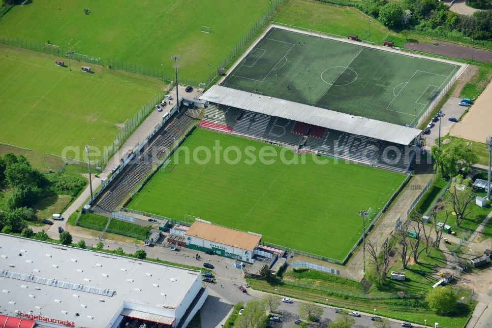 Lübeck from the bird's eye view: Sports facility grounds of the stadium in Luebeck in the state Schleswig-Holstein