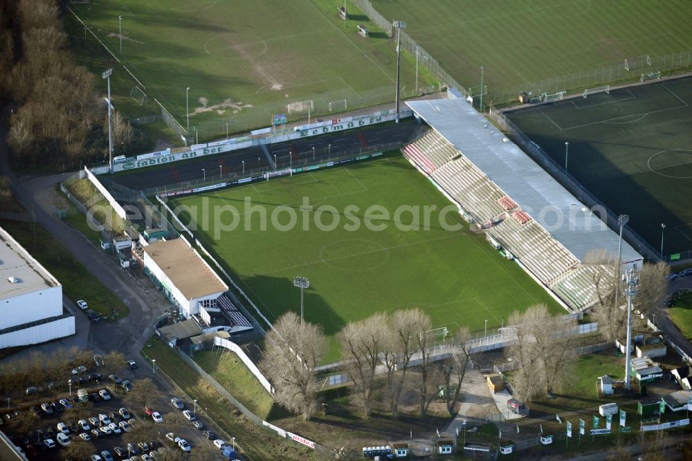 Lübeck from the bird's eye view: Sports facility grounds of the stadium in Luebeck in the state Schleswig-Holstein