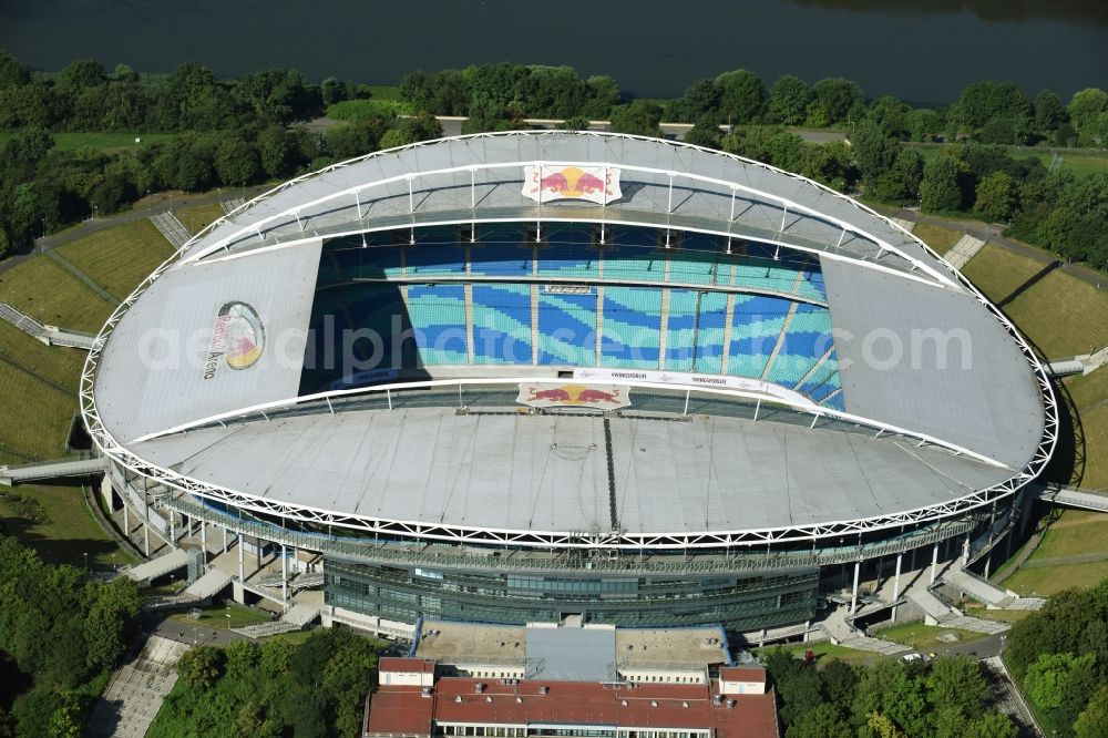 Aerial image Leipzig - Sports facility grounds of the Arena stadium Red Bull Arena Am Sportforum in Leipzig in the state Saxony