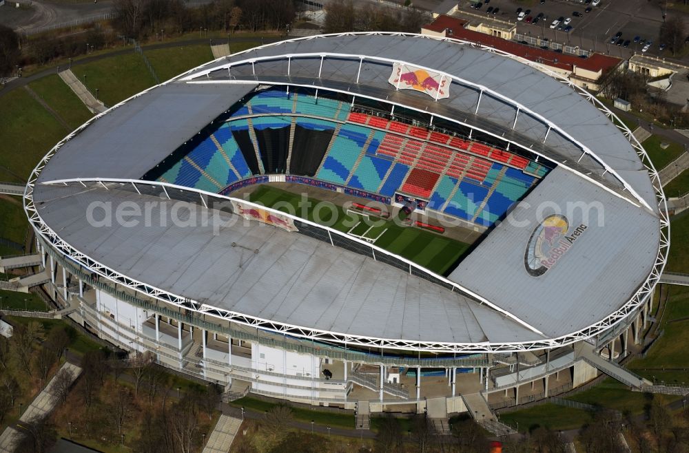 Leipzig from above - Sports facility grounds of the Arena stadium Red Bull Arena Am Sportforum in Leipzig in the state Saxony