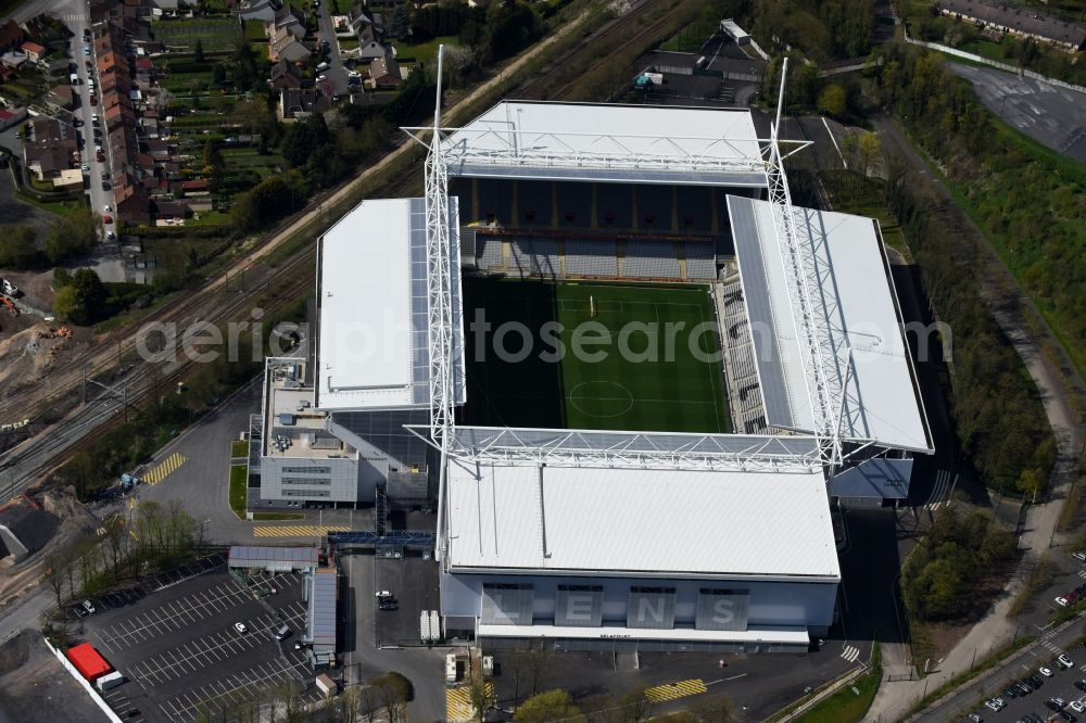 Lens from above - Sports facility grounds of the arena of the stadium Stade Bollaert-Delelis before European Football Championship Euro 2016 in Lens in Nord-Pas-de-Calais Picardy, France