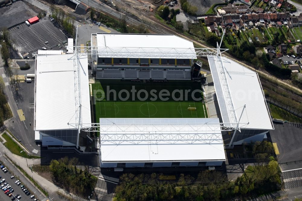 Aerial photograph Lens - Sports facility grounds of the arena of the stadium Stade Bollaert-Delelis before European Football Championship Euro 2016 in Lens in Nord-Pas-de-Calais Picardy, France