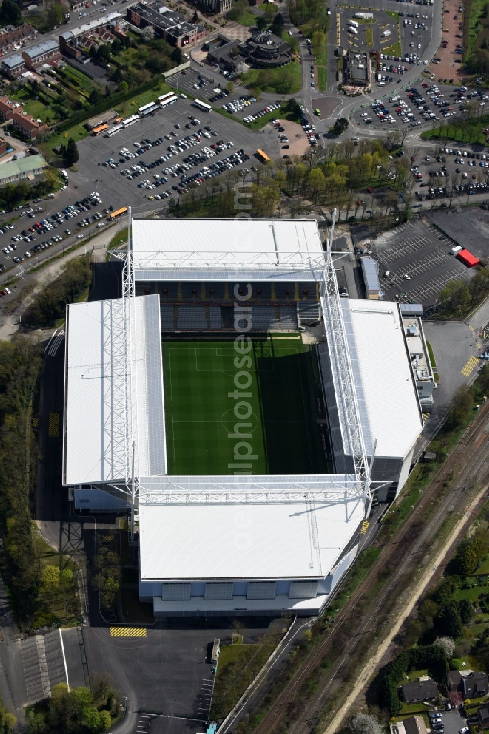 Aerial photograph Lens - Sports facility grounds of the arena of the stadium Stade Bollaert-Delelis before European Football Championship Euro 2016 in Lens in Nord-Pas-de-Calais Picardy, France