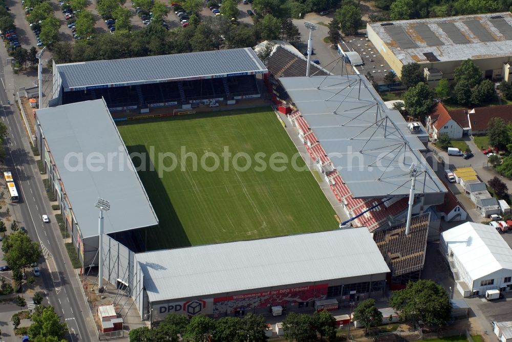 Mainz from above - Sports facility grounds of the Arena stadium in Mainz in the state Rhineland-Palatinate