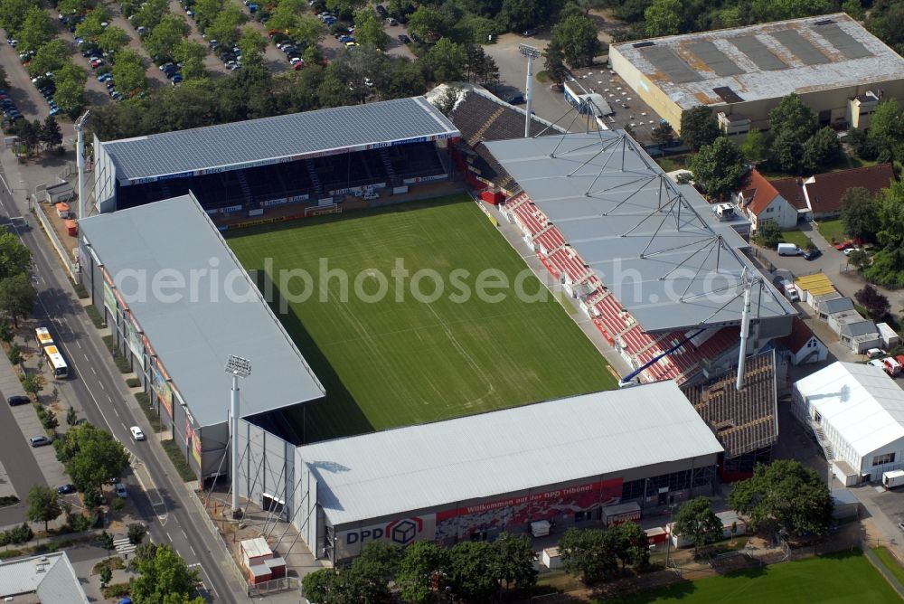 Mainz from the bird's eye view: Sports facility grounds of the Arena stadium in Mainz in the state Rhineland-Palatinate