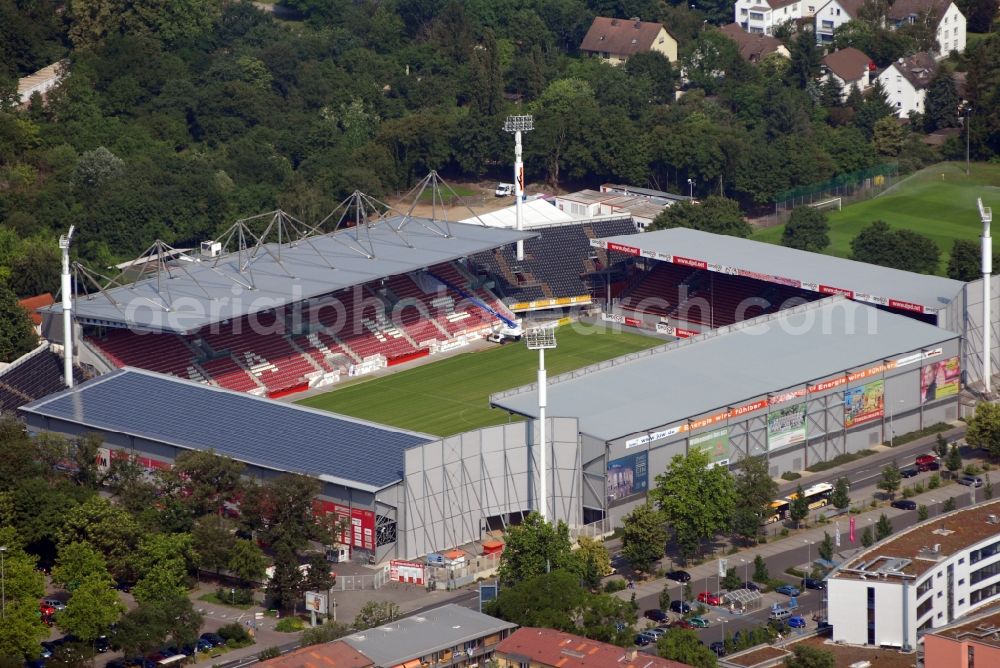 Mainz from above - Sports facility grounds of the Arena stadium in Mainz in the state Rhineland-Palatinate