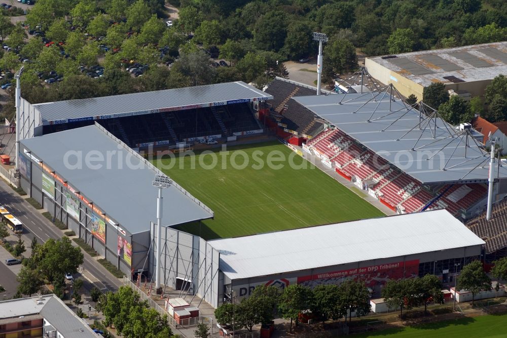 Aerial photograph Mainz - Sports facility grounds of the Arena stadium in Mainz in the state Rhineland-Palatinate