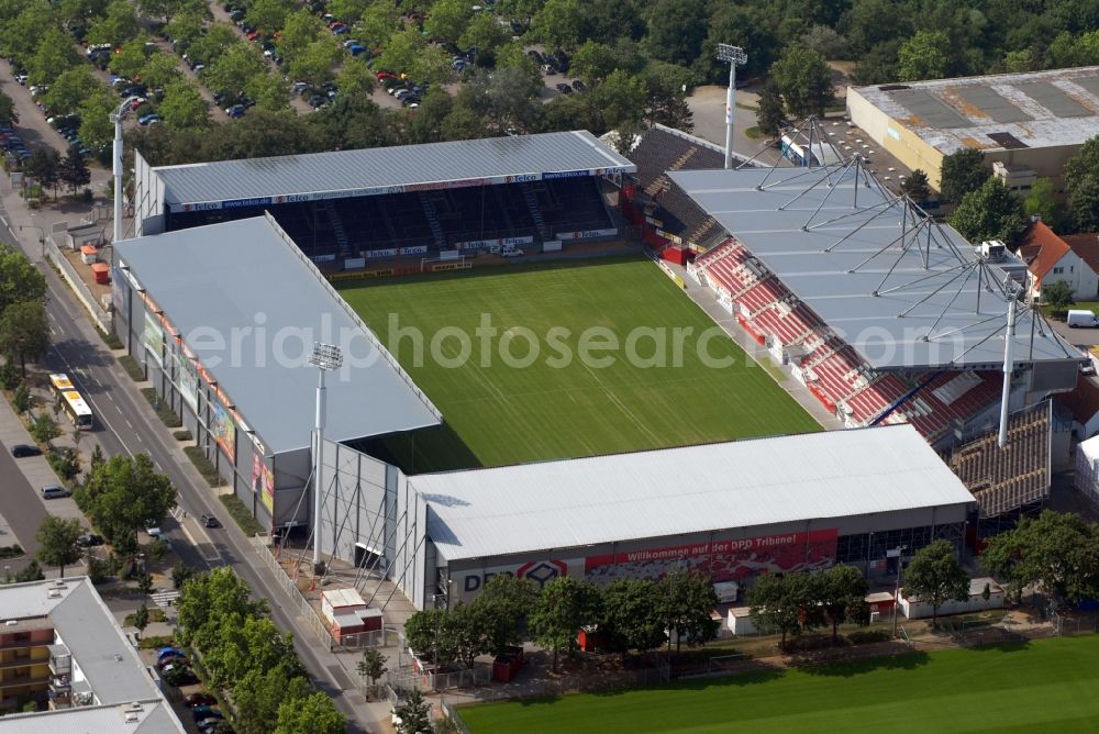 Mainz from above - Sports facility grounds of the Arena stadium in Mainz in the state Rhineland-Palatinate