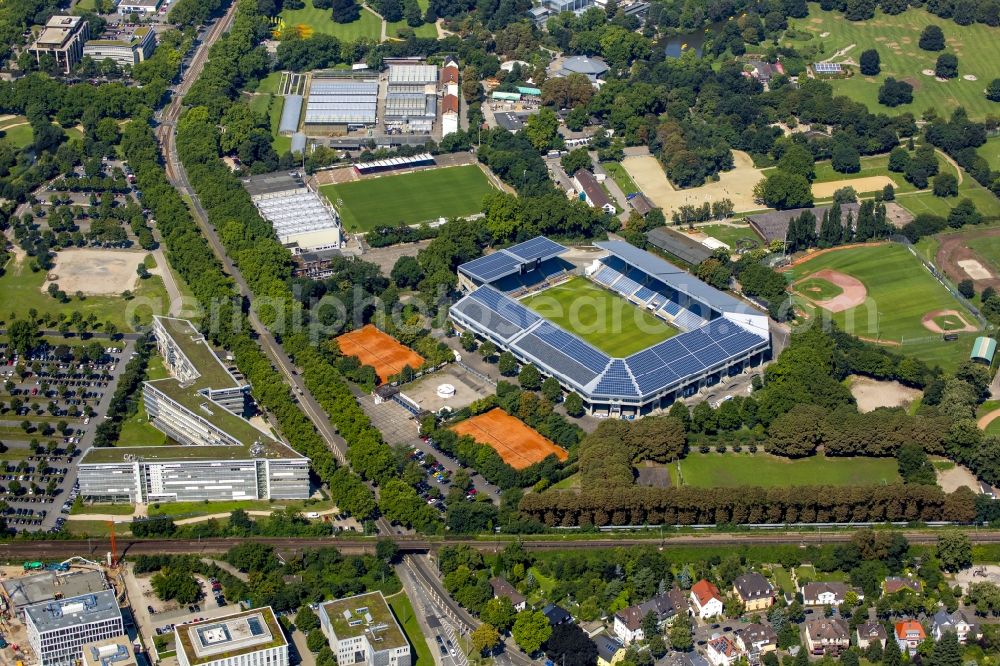 Aerial image Mannheim - Sports facility grounds of the Arena stadium Carl-Benz-Stadion in Mannheim in the state Baden-Wuerttemberg