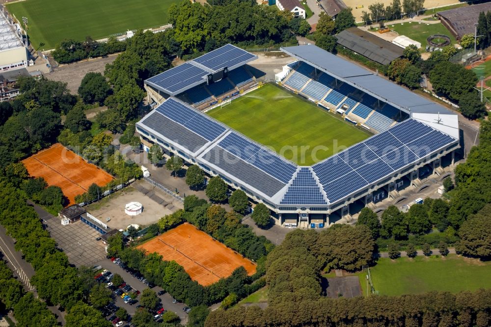 Aerial photograph Mannheim - Sports facility grounds of the Arena stadium Carl-Benz-Stadion in Mannheim in the state Baden-Wuerttemberg