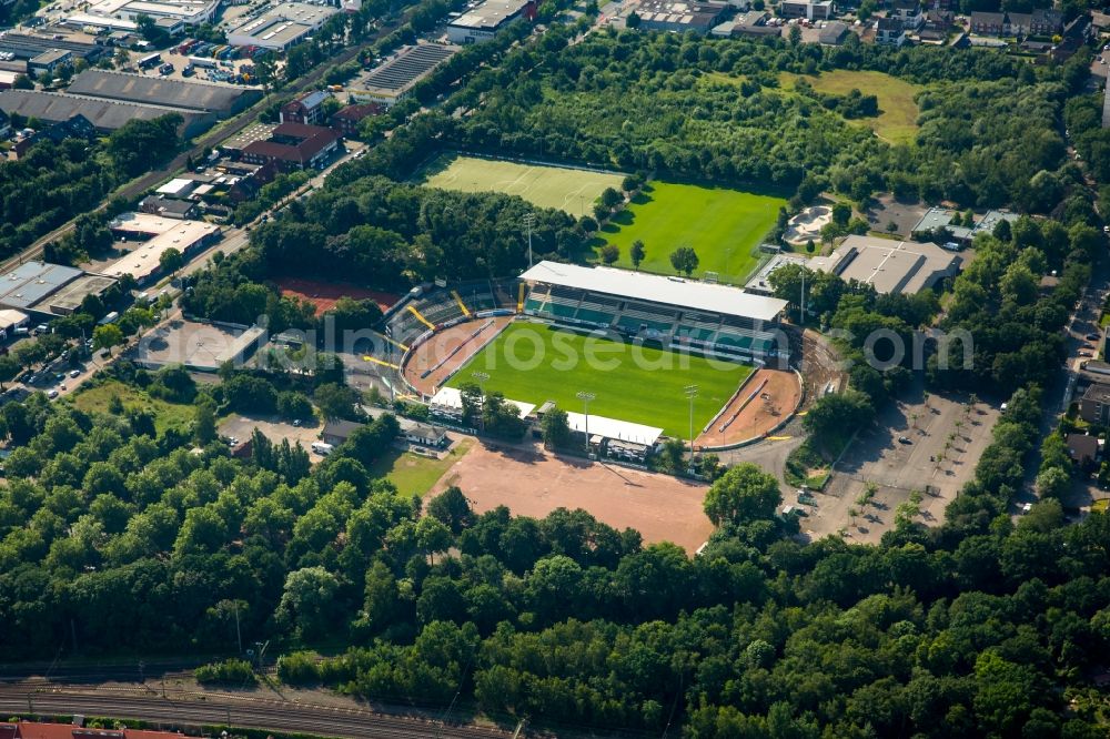 Aerial photograph Münster - Sports facility grounds of the Arena of Prussia Stadium in Muenster in North Rhine-Westphalia