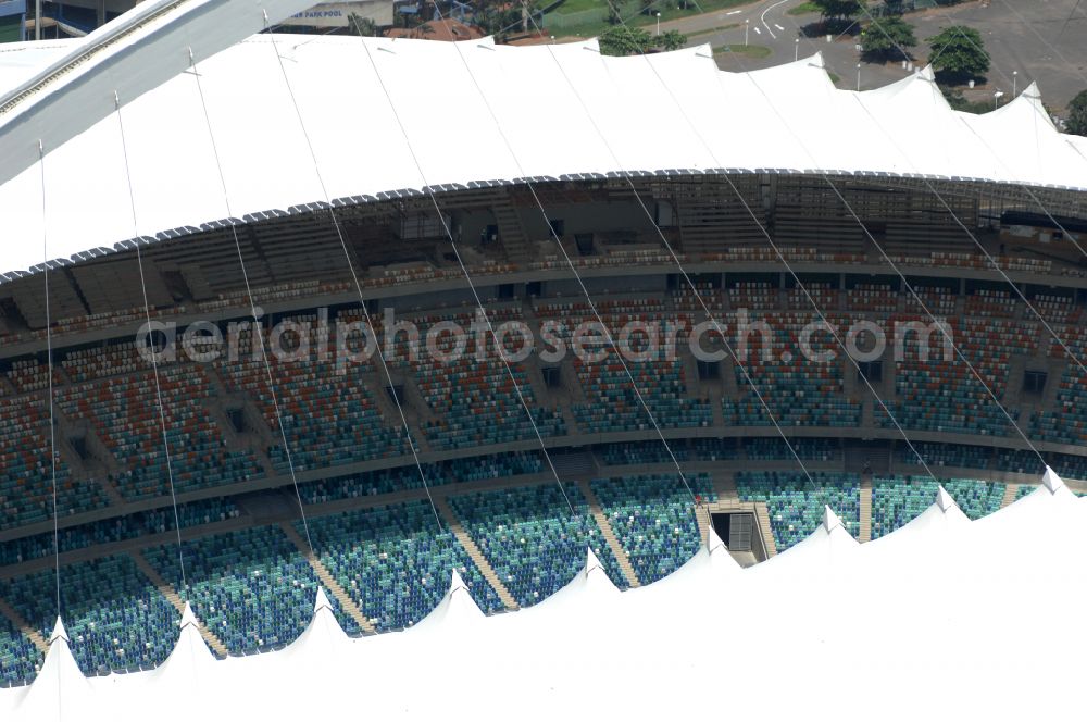 Aerial image Durban - Sports facility area of the arena of the stadium Moses Mabhida Stadium in Kings Park on Masabalala Yengwa Avenue in the district of Stamford Hill in Durban in KwaZulu-Natal, South Africa