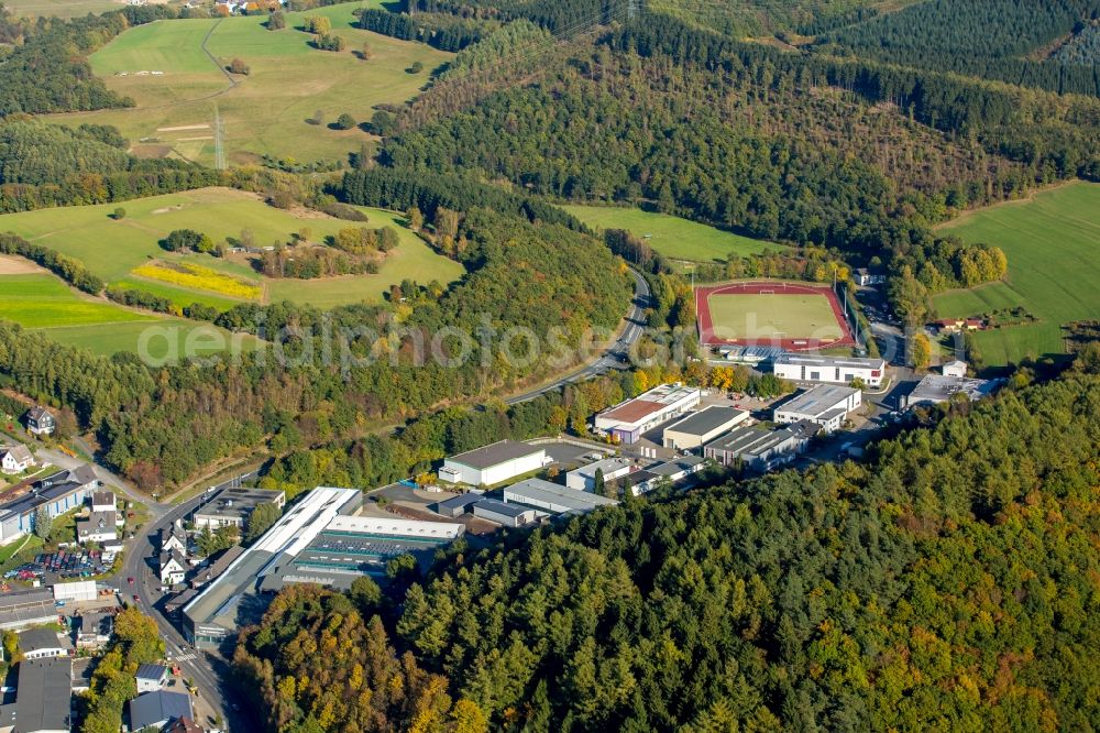 Netphen from the bird's eye view: Sports facility grounds of the Arena stadium in Netphen in the state North Rhine-Westphalia