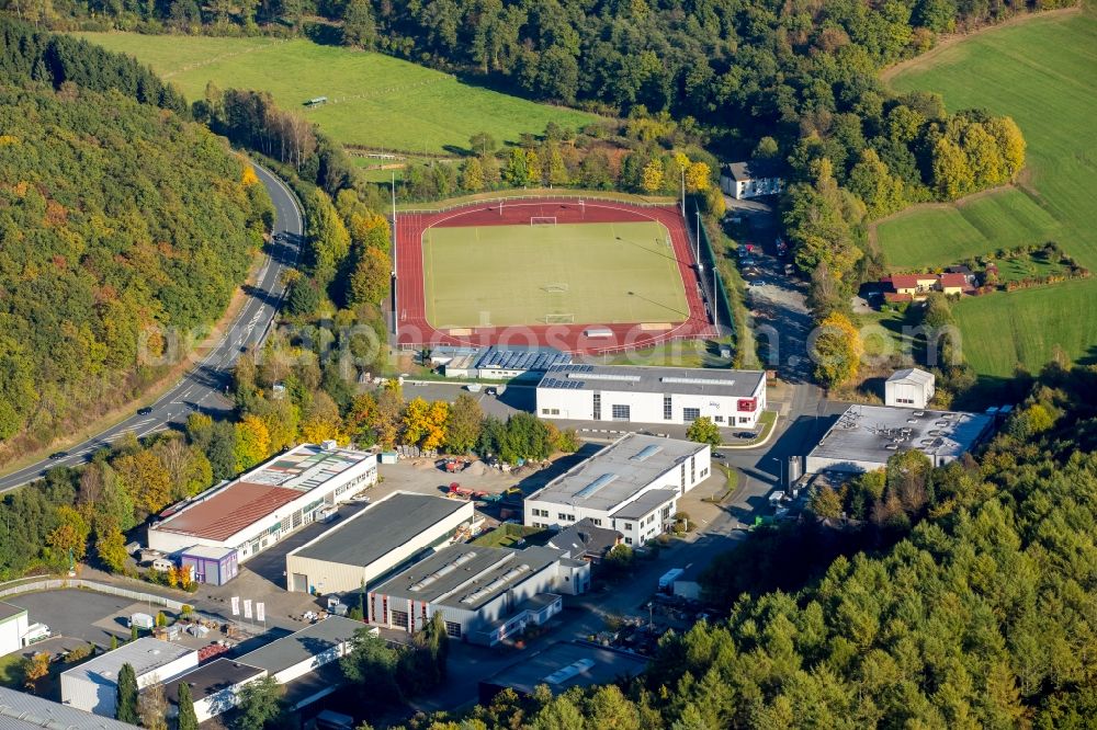 Aerial image Netphen - Sports facility grounds of the Arena stadium in Netphen in the state North Rhine-Westphalia