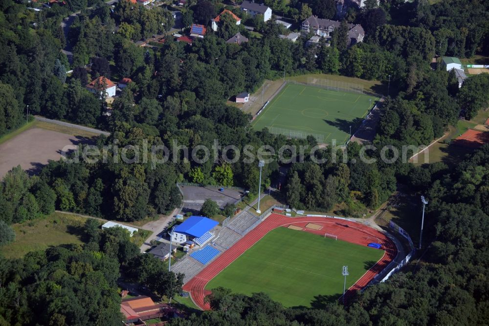 Aerial photograph Neustrelitz - Sports facility grounds of the Arena stadium in Neustrelitz in the state Mecklenburg - Western Pomerania