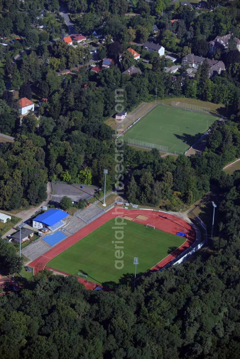 Aerial image Neustrelitz - Sports facility grounds of the Arena stadium in Neustrelitz in the state Mecklenburg - Western Pomerania