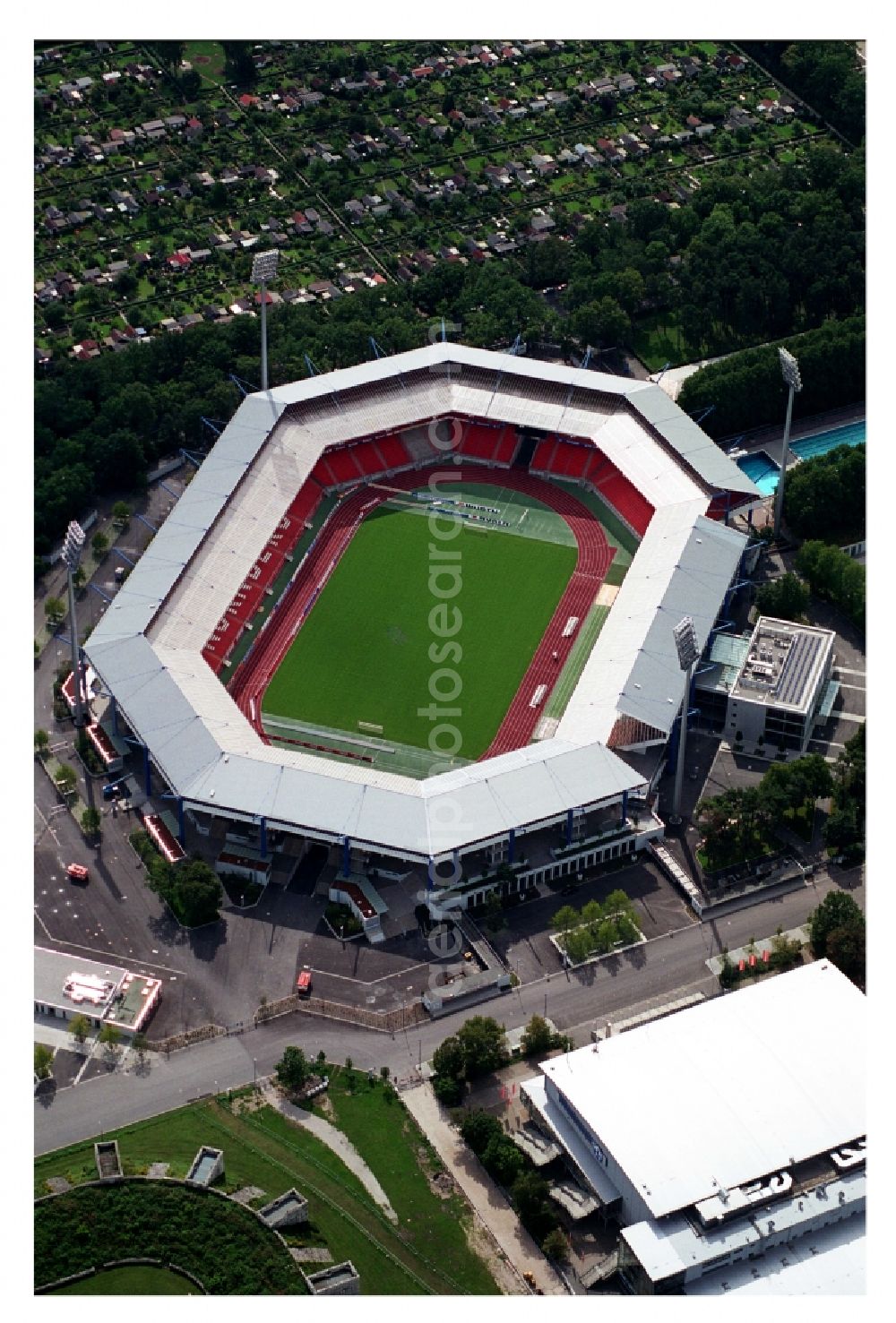 Nürnberg from the bird's eye view: Sports facility grounds of the Arena stadium in Nuremberg in the state Bavaria