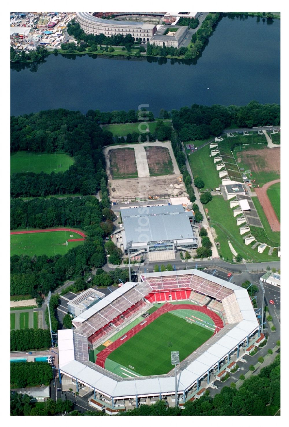 Nürnberg from the bird's eye view: Sports facility grounds of the Arena stadium in Nuremberg in the state Bavaria