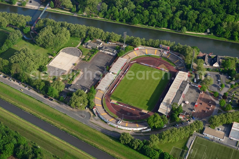 Aerial photograph Oberhausen - Sports facility grounds of the Arena stadium in Oberhausen in the state North Rhine-Westphalia