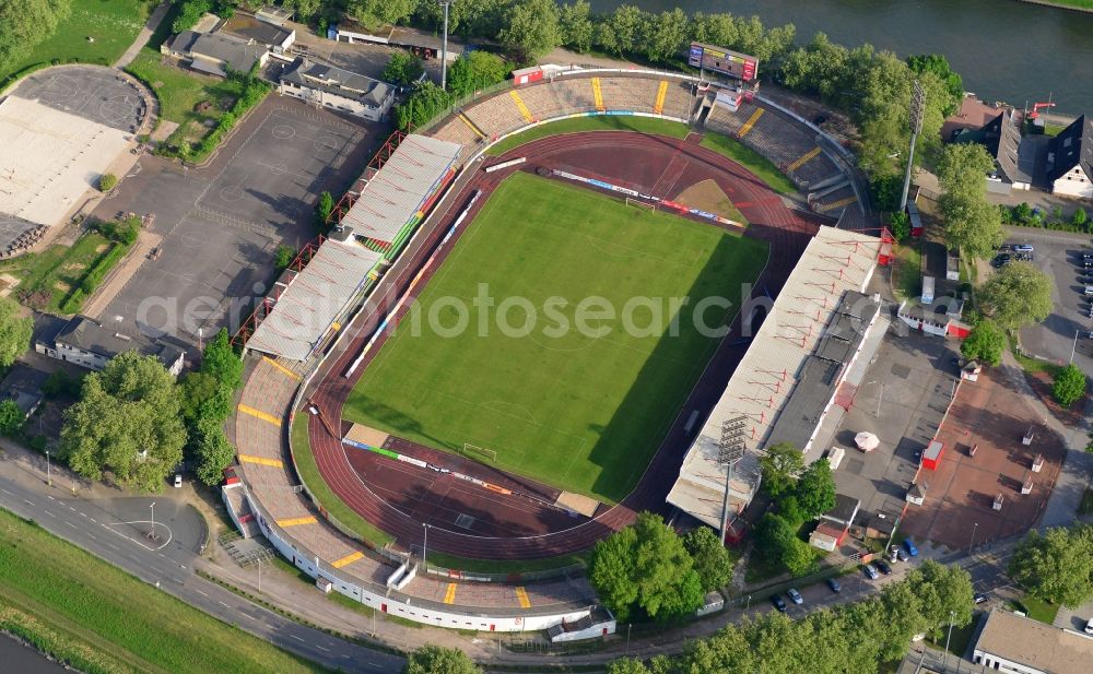 Oberhausen from above - Sports facility grounds of the Arena stadium in Oberhausen in the state North Rhine-Westphalia