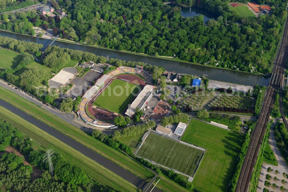 Aerial image Oberhausen - Sports facility grounds of the Arena stadium in Oberhausen in the state North Rhine-Westphalia