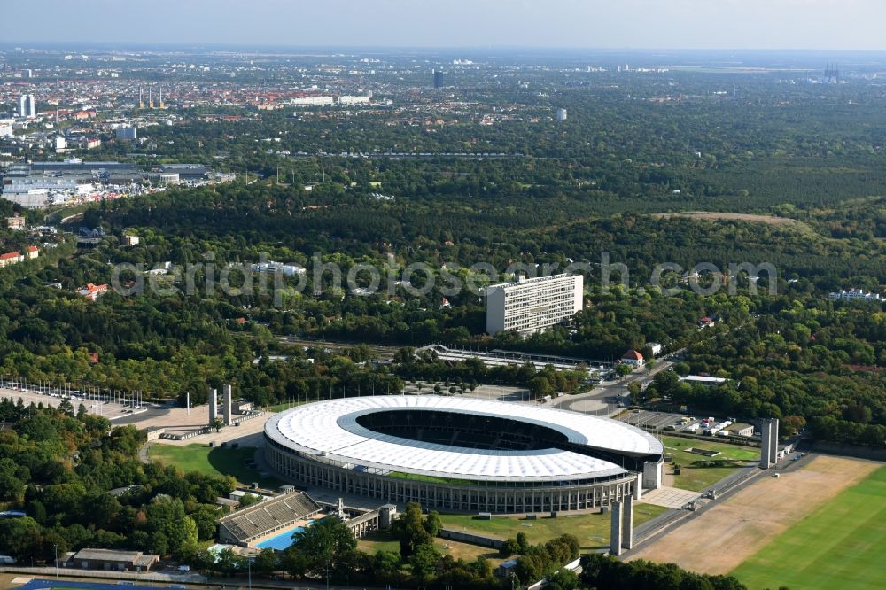 Berlin from the bird's eye view: Sports facility grounds of the Arena stadium Olympiastadion of Hertha BSC in Berlin in Germany