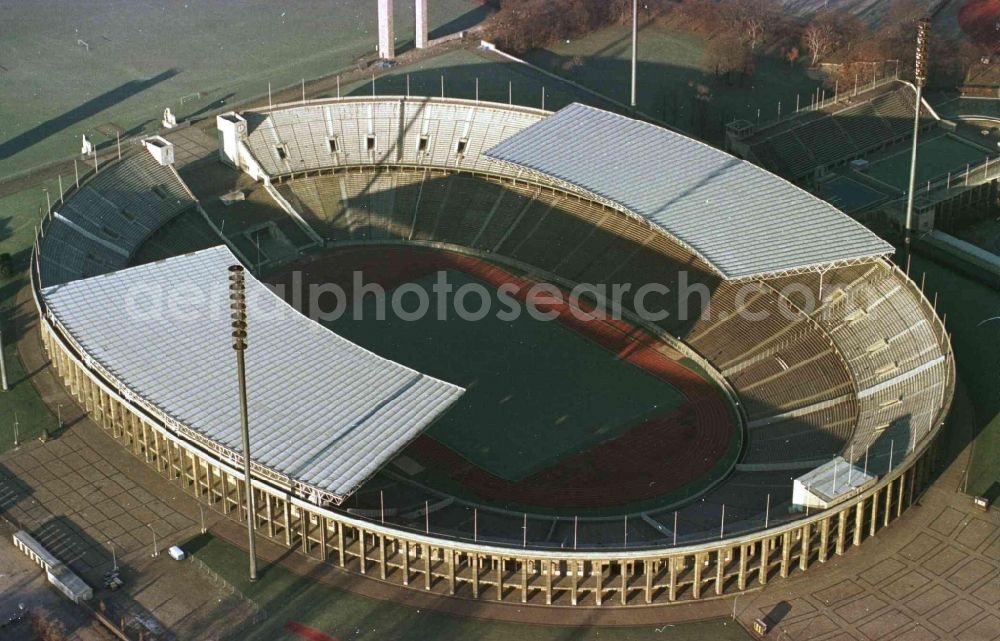 Berlin from above - Sports facility grounds of the Arena stadium Olympiastadion of Hertha BSC in Berlin in Germany