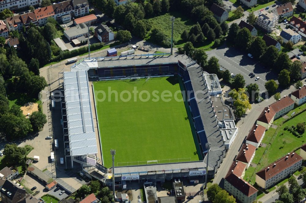 Osnabrück from above - Sports facility grounds of the Arena stadium in Osnabrueck in the state Lower Saxony