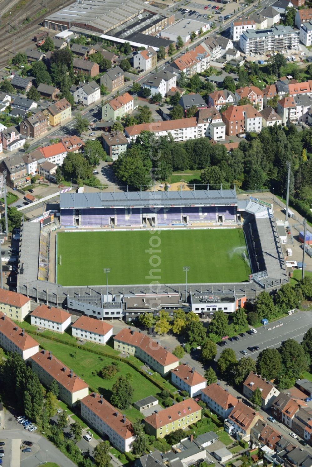 Osnabrück from the bird's eye view: Sports facility grounds of the Arena stadium in Osnabrueck in the state Lower Saxony