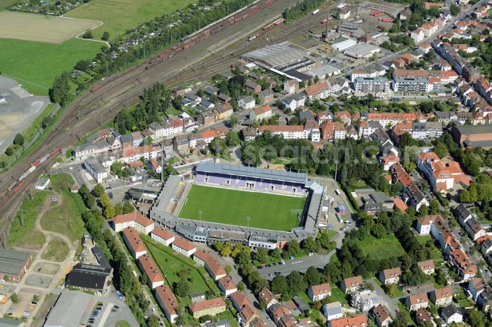 Aerial photograph Osnabrück - Sports facility grounds of the Arena stadium in Osnabrueck in the state Lower Saxony