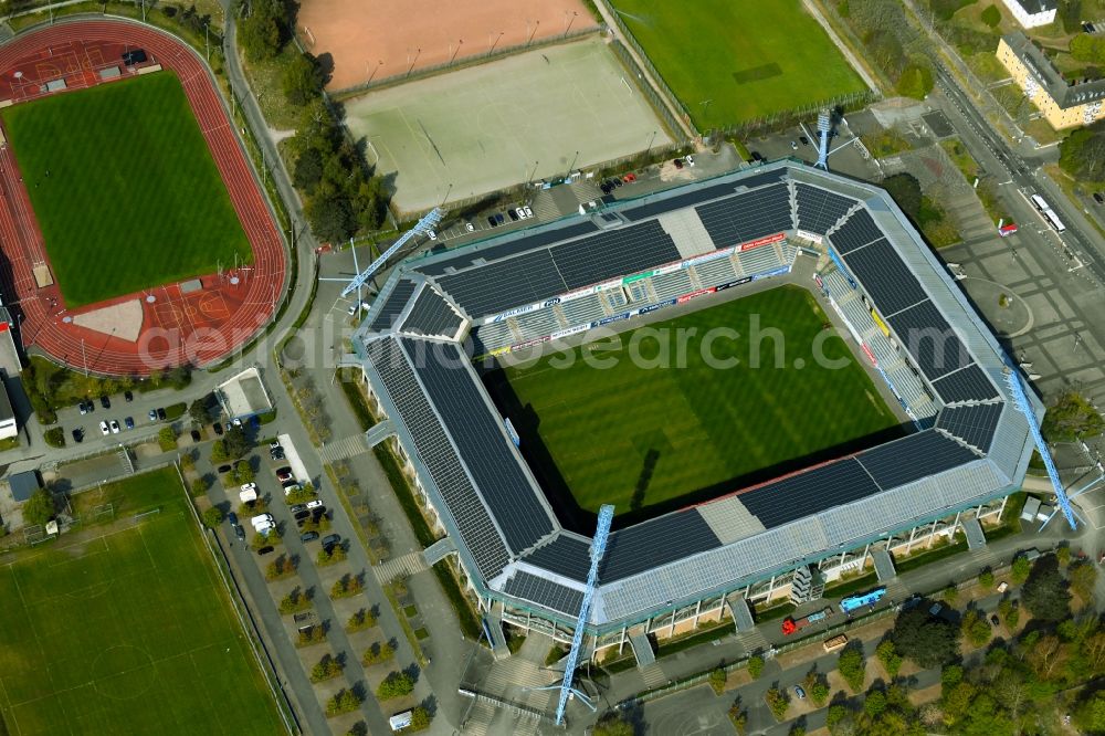 Rostock from above - Sports facility grounds of the Arena stadium Ostseestadion (vormals DKB - Arena) in the district Hansaviertel in Rostock in the state Mecklenburg - Western Pomerania, Germany