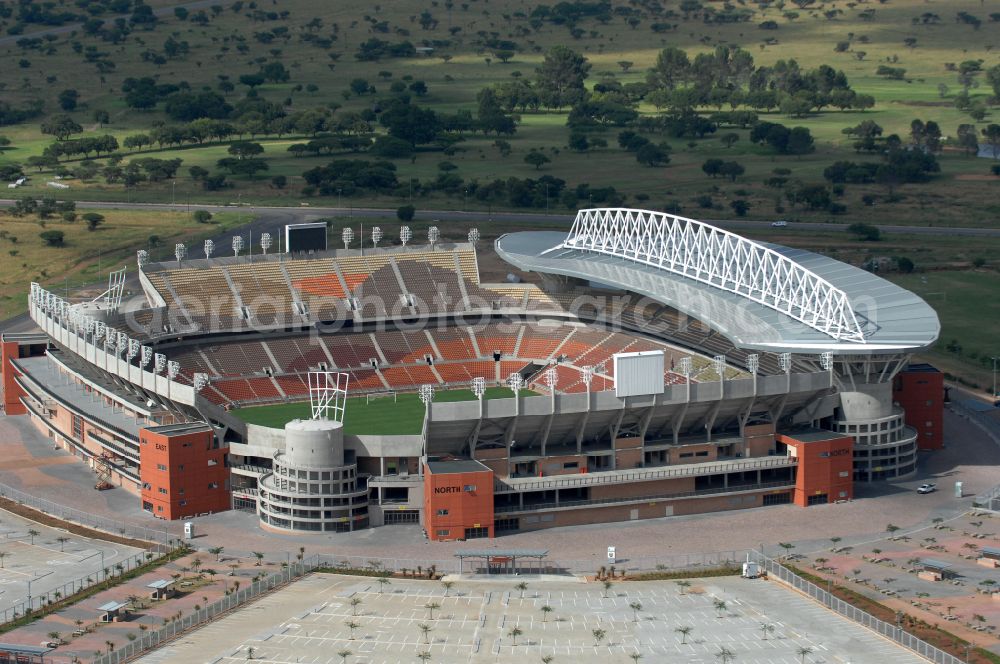 Polokwane from the bird's eye view: Sports facility grounds of the Arena stadium Peter Mokaba Stadium of Polokwane City F.C. on street Magasyn Street to the FIFA World Cup 2010 in Polokwane in Limpopo, South Africa