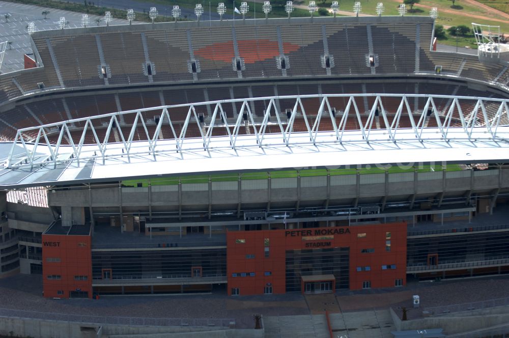 Polokwane from the bird's eye view: Sports facility grounds of the Arena stadium Peter Mokaba Stadium of Polokwane City F.C. on street Magasyn Street to the FIFA World Cup 2010 in Polokwane in Limpopo, South Africa