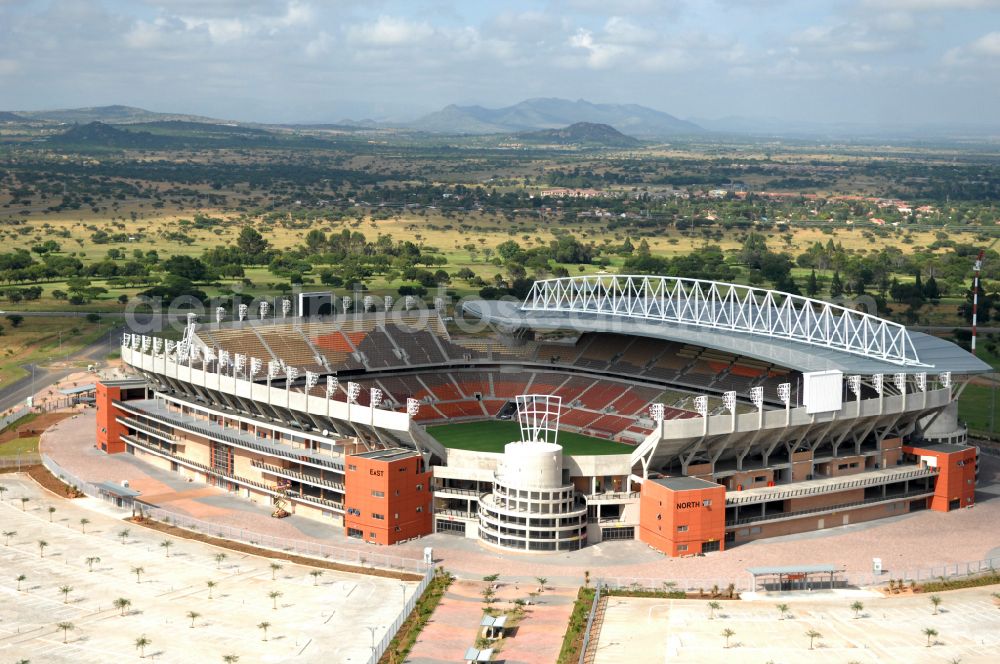 Aerial photograph Polokwane - Sports facility grounds of the Arena stadium Peter Mokaba Stadium of Polokwane City F.C. on street Magasyn Street to the FIFA World Cup 2010 in Polokwane in Limpopo, South Africa