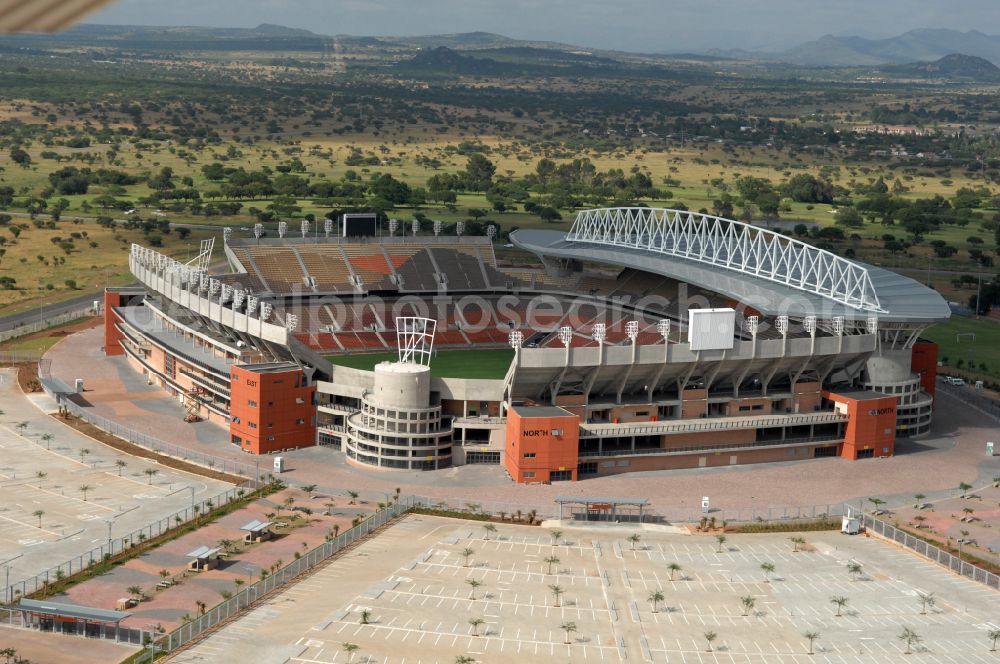 Polokwane from the bird's eye view: Sports facility grounds of the Arena stadium Peter Mokaba Stadium of Polokwane City F.C. on street Magasyn Street to the FIFA World Cup 2010 in Polokwane in Limpopo, South Africa