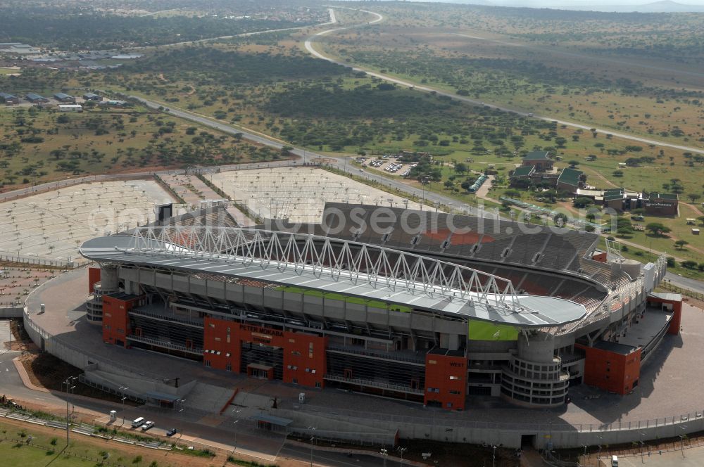 Aerial photograph Polokwane - Sports facility grounds of the Arena stadium Peter Mokaba Stadium of Polokwane City F.C. on street Magasyn Street to the FIFA World Cup 2010 in Polokwane in Limpopo, South Africa